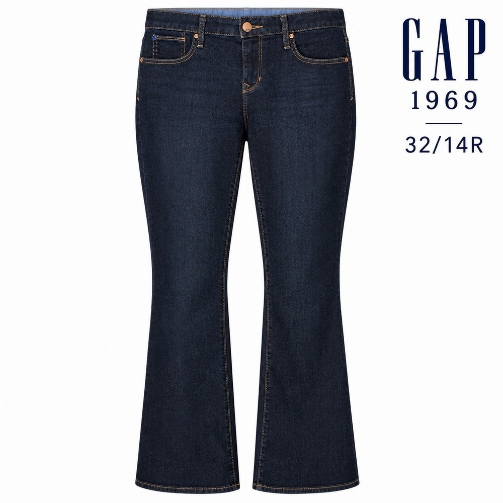 Gap 1969 Curvy Womens 14R 32 Dark Wash Bootcut Jeans Stretch Denim Y2K 37x32